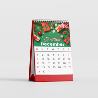 Custom Red Triangular Standing Desk Calendar | Custom Standing Desk Calendar Factory